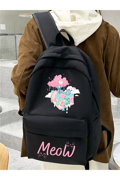 Aesthia Cat Cake Meow Detail School, Classroom, Course Backpack - Mingalondon
