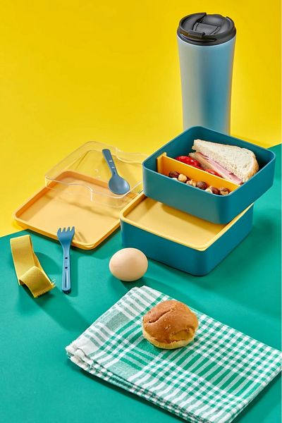 Rotanev 2 Tiers Microwave Compatible Food Storage Container Lunch Box Athlete Student School Workplace Lunch Box