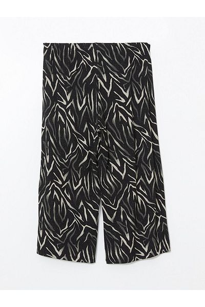 LC Waikiki Lcw Grace Gray Elastic Waist Patterned Women's Capri