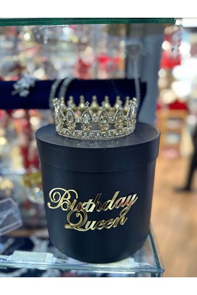 Butik Crystal Stone Cake Crown Full Lap King Crown Cake Decoration Brithday Crown
