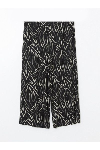 LC Waikiki Lcw Grace Gray Elastic Waist Patterned Women's Capri