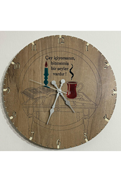 Pelince ساعة حائط بنمط خشبي - إذا كنت تشرب الشاي - مطلية براتنج الإيبوكسي - 4...