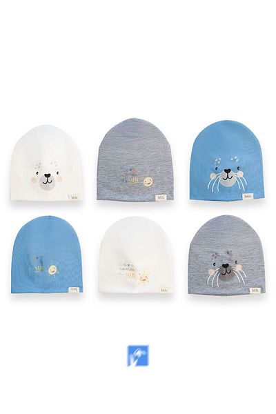 Kardelen Butik Denizli 100% Cotton Double Layer Baby Boy Combed Cotton Beret (0-18 Months)
