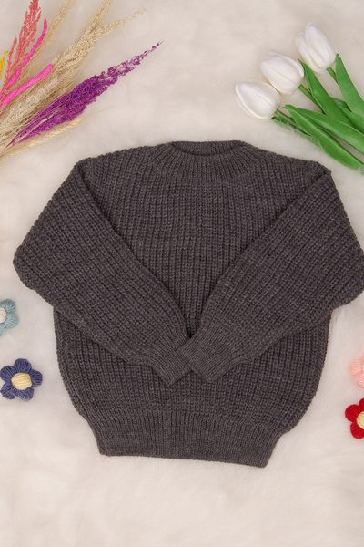 gogo bici Cocuk-Bebek Triko Bayram ve mevsimlik kazak Kazak Koyu Gri