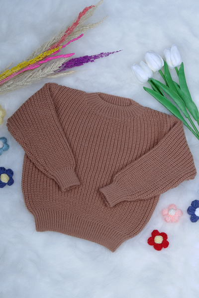 gogo bici Детски плетива - празнични и сезонни пуловери, кафе