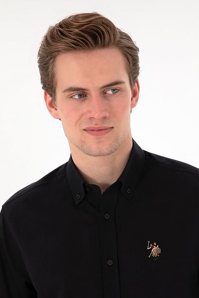 U.S. Polo Assn. Мъжка черна риза с дълъг ръкав, базова, 50298000-VR046