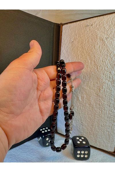 Anemore Collection Fire Amber Prayer Beads Βουργουνδίας Χρώμα Κάψουλα Κομμένο T-60