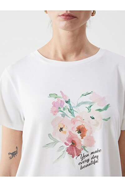 LC Waikiki Lcwaikiki Classic Crew Neck Printed Combed Cotton Women's T-Shirt