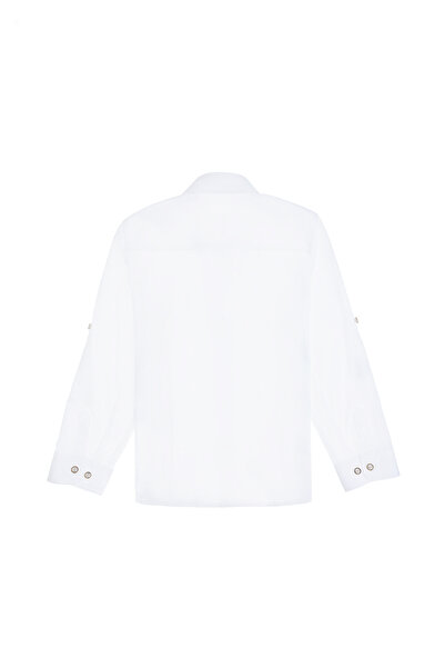 U.S. Polo Assn. Cămașă de bază albă cu mânecă lungă pentru băiat 50298012 -VR013