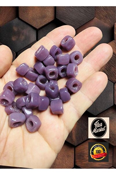 Flea Market Liliac - Mărgele de sticlă pătrate - Mărgele de bijuterii - (10 m...