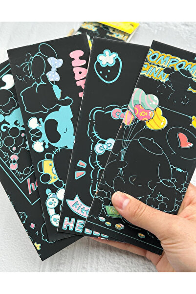 ZeCo Collection Magic Black Scratch Pad with Sanrio Characters 4 Sheets Scratch Pompompurin