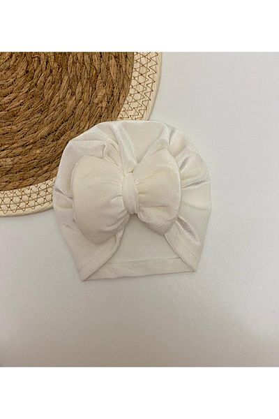 GÜNEŞ KİDS Double Layer Solid Color Baby Girl Bonnet with Bow 0-12 Months