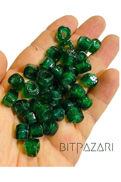 Flea Market Verde transparent - Mărgele de sticlă pătrate - Mărgele de bijute...