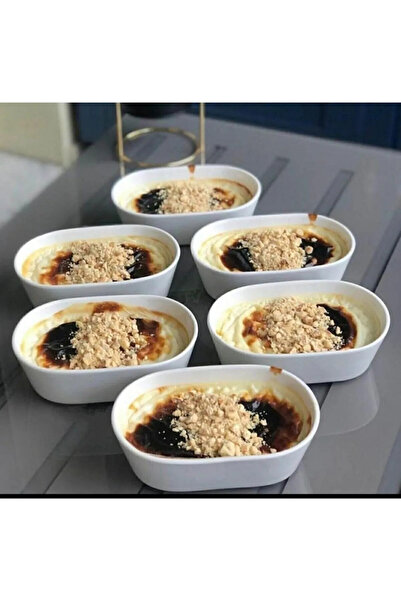 devigo 6 Adet Oval Çerezlik/Kahvaltılık Sunum Tabağı Seti - Beyaz 15x8 cm Trilla