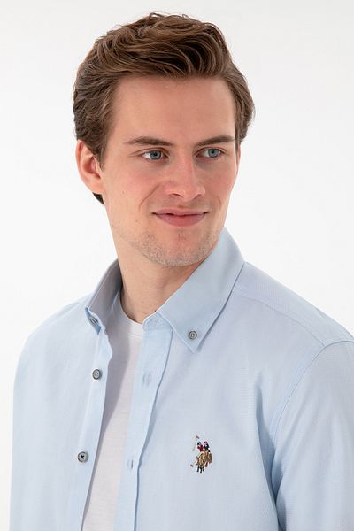 U.S. Polo Assn. Мъжка светлосиня риза с дълъг ръкав, базова, 50297913-VR003