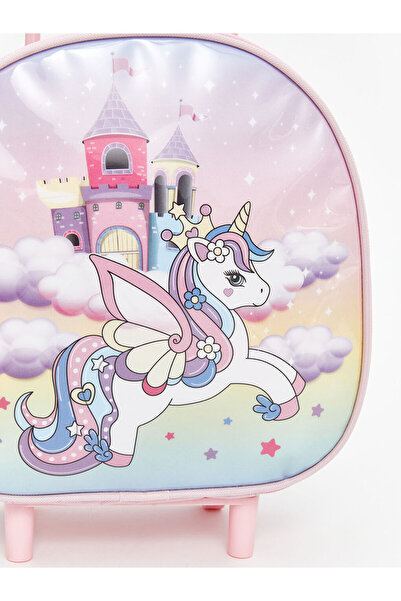 LC Waikiki Pembe Baskılı Kız Çocuk Çekçekli Çanta