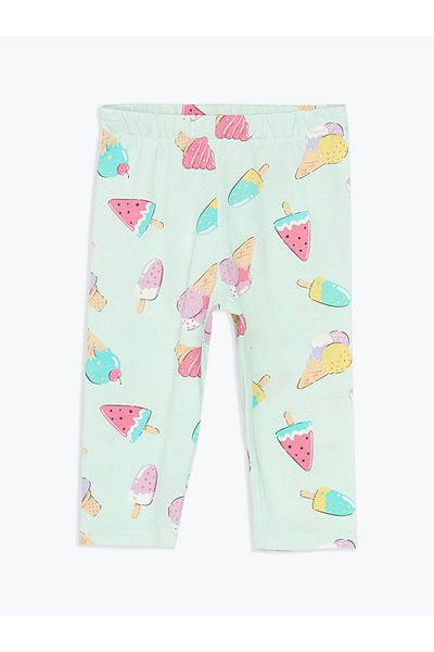 LC Waikiki Lcw Kids Green Elastic Waist Printed Girls' Leggings