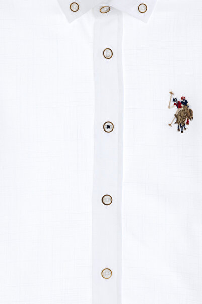 U.S. Polo Assn. Cămașă de bază albă cu mânecă lungă pentru băiat 50298012 -VR013