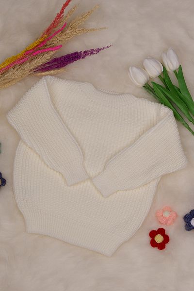 gogo bici Child-Baby Knitwear Holiday and Seasonal Sweater Ecru