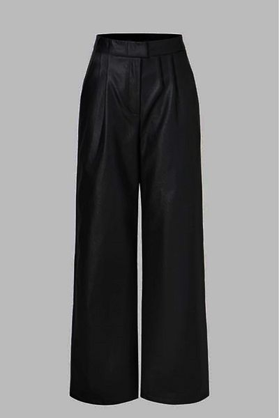 M&N Women's Leather Velcro Palazzo High Waist Adjustable Waist Loose Leg