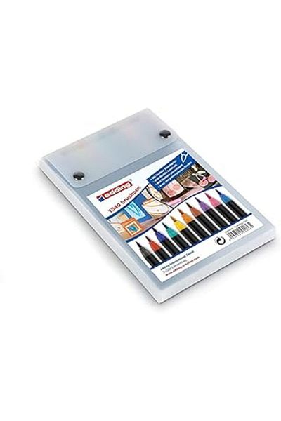 MAGNESİA Edding 1340 Brush Tip Felt Tip Pens - Set of 10 - Colourful, Bright, Delicate Colors - Flexible Brush Tip