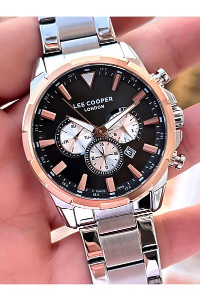 Lee Cooper All Functions Active Gray Steel Band 5 Atm Water Resistant Men's Wrist Watch+bracelet