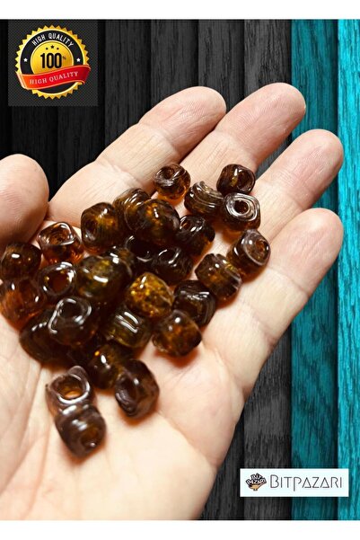 izmir Bitpazarı 6 Adet El yapımı Kare Cam Boncuk - Kolye ucu , Halhal ucu  - ...