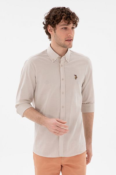 U.S. Polo Assn. Мъжка риза с дълъг ръкав в цвят „Каменна“ 50298000-VR049