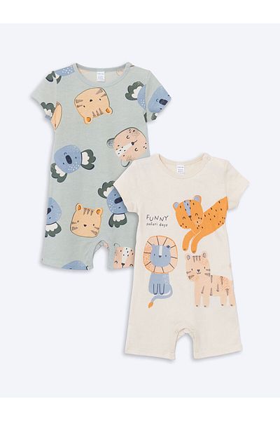 LC Waikiki Lcw Baby Gray Baby Boy Snap Rompers Set of 2