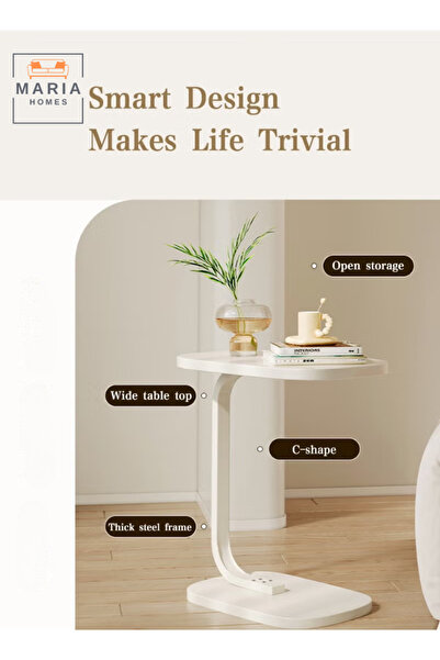 VALUE C-shaped side table with metal frame, sofa end table, and laptop stand table