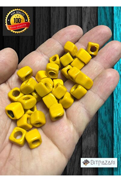 izmir Bitpazarı 6 Adet El yapımı Kare Cam Boncuk - Kolye ucu , Halhal ucu  - ...