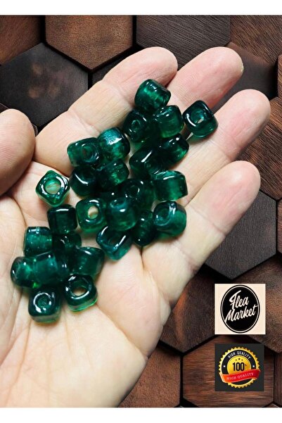 Flea Market Transparent Green - Square Glass Beads - Jewelry Beads - ( 10mm -...