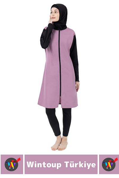 Wintoup Special Production High Quality Comfortable Zippered Full Covered Swimmer Sea Pool Hijab Swimsuit with Spandex