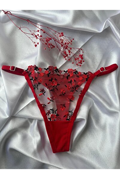 Gift Wrap Kırmızı Çiçekli Dantelli Sütyen