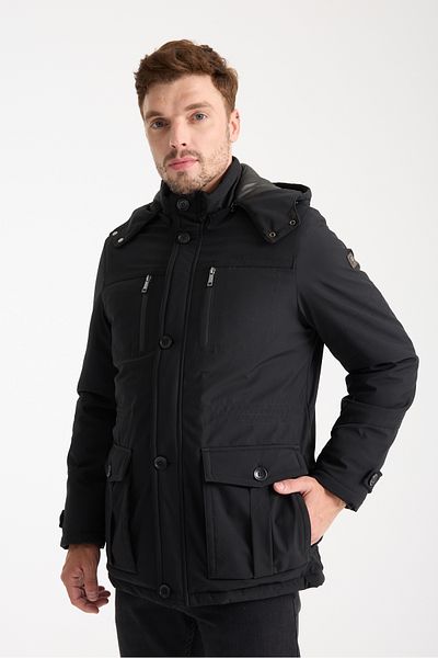 DYNAMO Men's Black Removable Hooded Sports Coat 3311