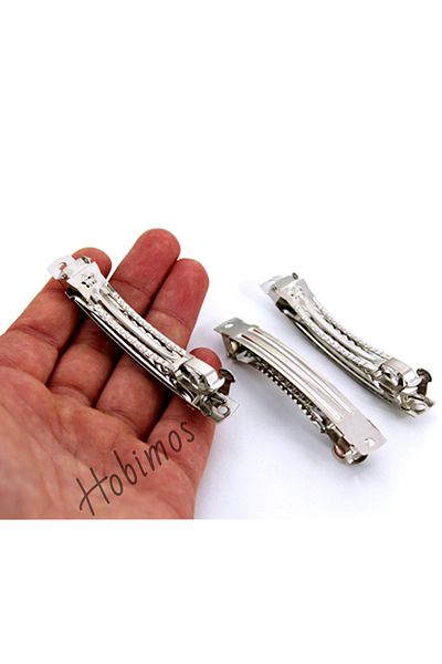 Hobimos 100Pcs 8 cm Automatic Barrette - 8 cm Nickel Plated Automatic Hair Barrette