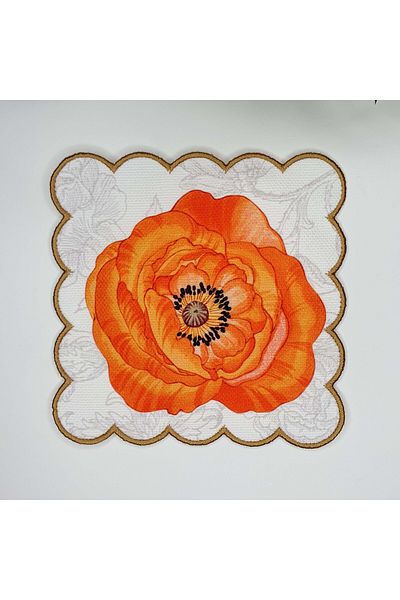 decofav 6 τεμαχίων Poppy Flower Design Κέντημα Ύφασμα Κοκτέιλ Χαρτοπετσέτα