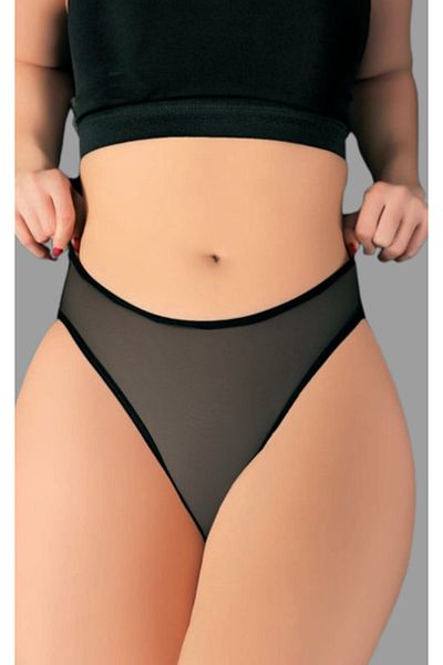 Cooqpoo Μαύρο S/M - L/XL Μέγεθος Διαφανές Γυναικείο Σλιπ με Σταυρό Κορδόνι Πίσω