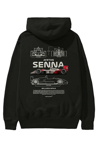 Ankhises Hanorac Ayrton Senna MP4 cu imprimeu pe spate pentru bărbați și femei, negru, cu ușă supradimensionată