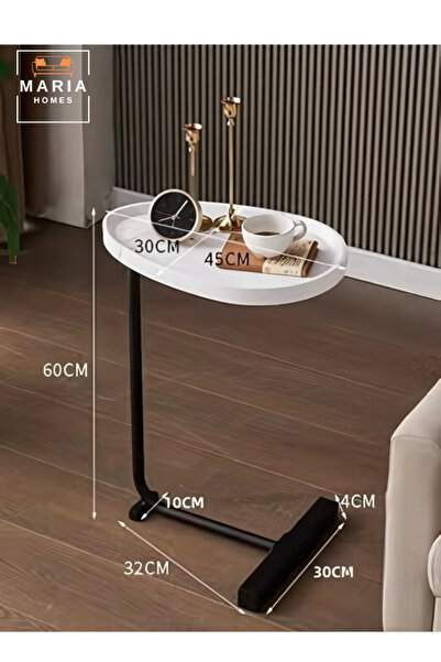 MARIA HOMES C- Shaped Sturdy Nordic Style Coffee Table Sofa Side Table End Table For Living Room