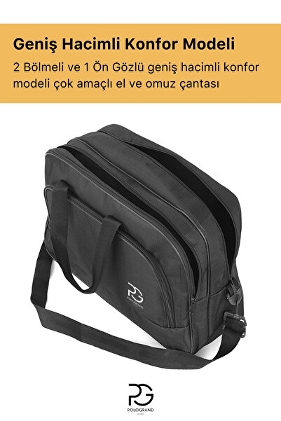 POLOGRAND London Orijinal Unisex Konfor Modeli Çok Gözlü Seyahat Tatil Spor Kabin Boy Kumaş Valiz El ve Omuz Çantası