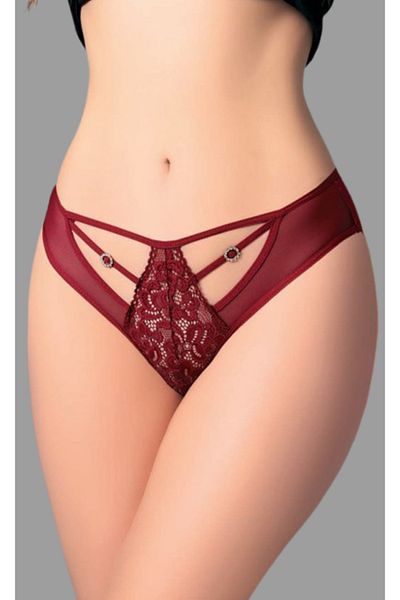 Cooqpoo Burgundy S/M - L/Xl Size Floral Front Drawstring Women Panties