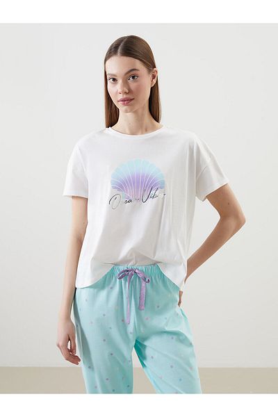 LC Waikiki Crew Neck Printed Women's Pajamas Set