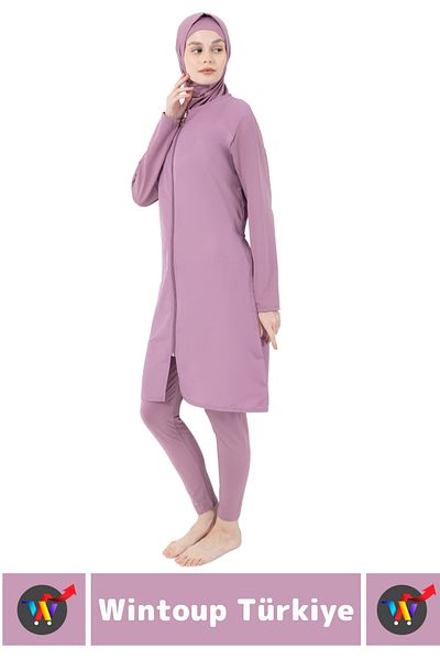 Wintoup Special Production High Quality Comfortable Zippered Full Covered Swimmer Sea Pool Hijab Swimsuit with Spandex