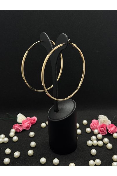 Kadın Gold Renk 7 Cm Halka Küpe