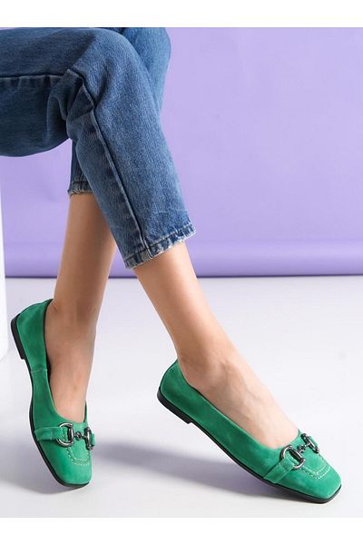 HVZ Exclusive Μπαλαρίνες από γνήσιο δέρμα Mint Green