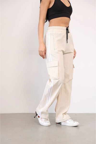 JANES Prashut Fabric Baggy Φόρμα με τσέπη Cargo - Μπεζ
