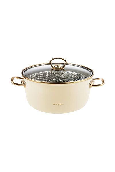 Silver cook Emsan Nostalgia - Retro Enamel Beige Frying Pot