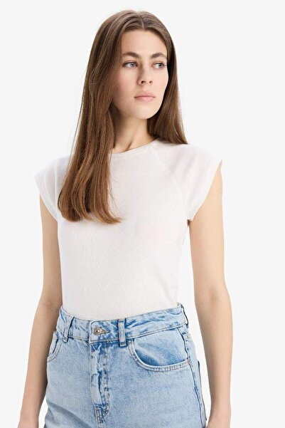 DeFacto Slim Fit Crew Neck - Plain Rib Short Sleeve T-Shirt C7334Ax25Sp