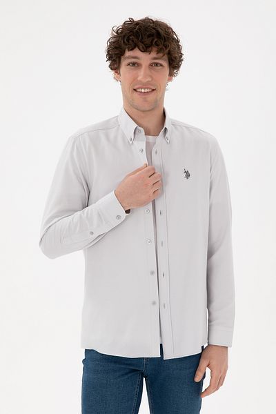 U.S. Polo Assn. Men's Light Gray Long Sleeve Basic Shirt 50306338 -Vr001